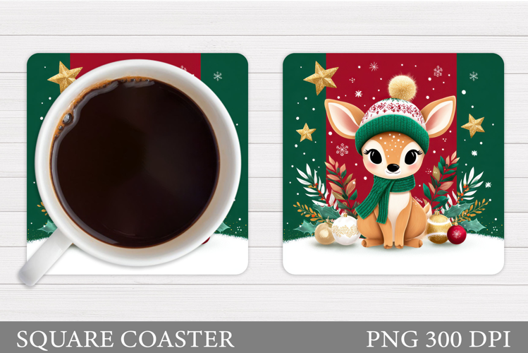 Christmas Deer Coaster Design. Christmas Coaster Sublimation