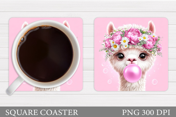 Cute Lama Coaster Design. Lama Sublimation