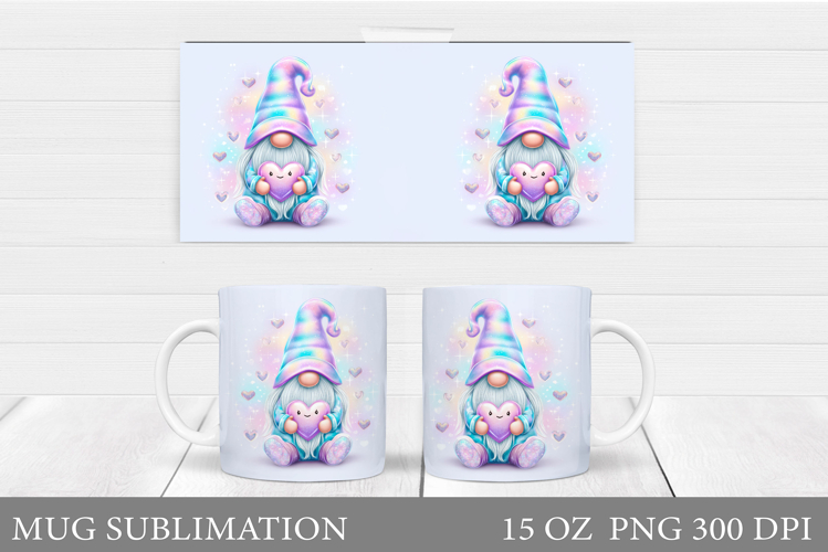 Iridescent Gnome Mug. Valentines Gnome Mug Design