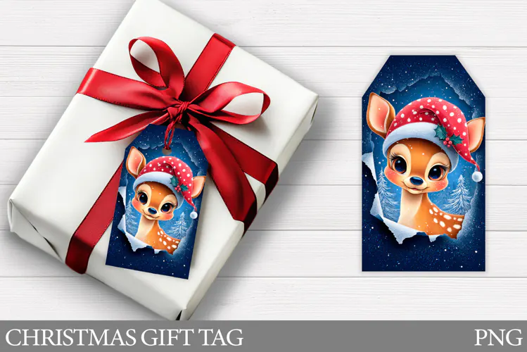 Christmas Deer Gift Tag . Christmas Gift Tag Design