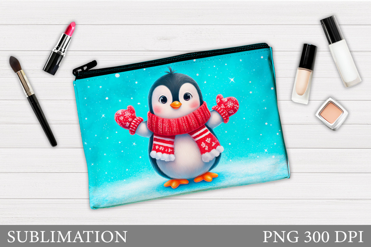 Penguin Cosmetics Bag. Christmas Makeup Bag Design