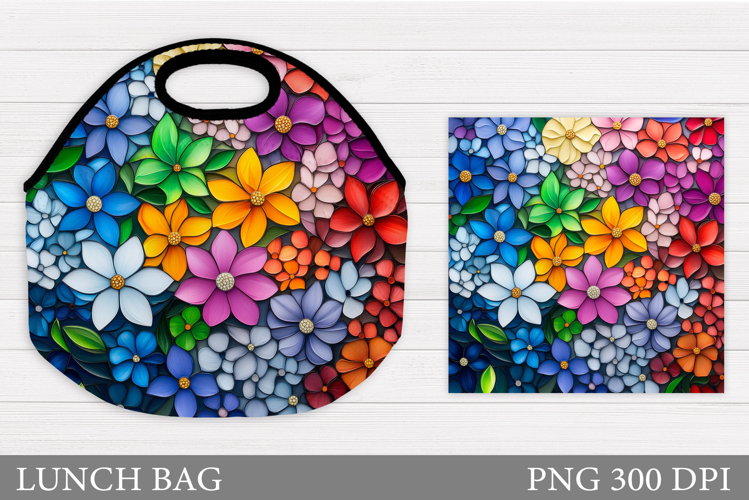 Wildflowers Lunch Bag Design. Flowers Lunch Bag Sublimation