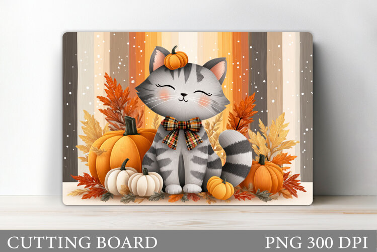 Fall Cat Cutting Board. Fall Cutting Board Design example image 1