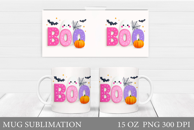 Boo Mug Sublimation. Halloween Mug Design