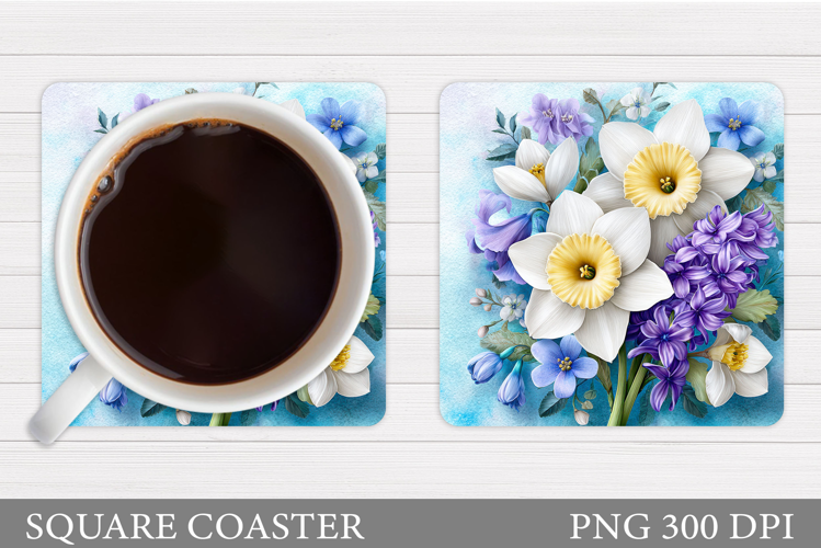 Flowers Coaster Sublimation. Floral Coaster Design