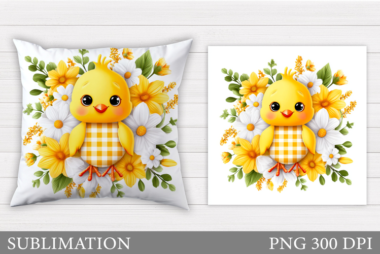 Spring Chick Pillow Sublimation. Spring Pillow Design