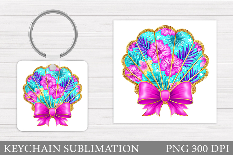 Seashell Keychain Sublimation. Sea Keychain Design