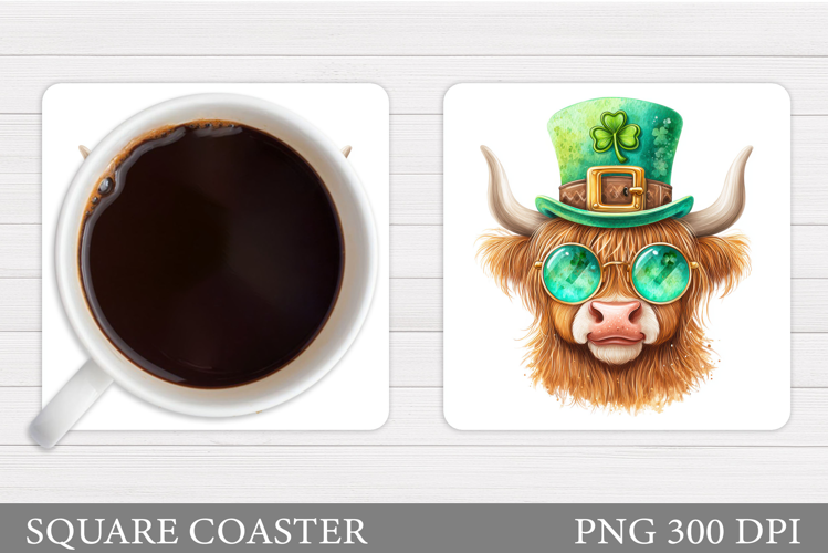 St Patrick Cow Coaster Design. St Patrick Cow Sublimation