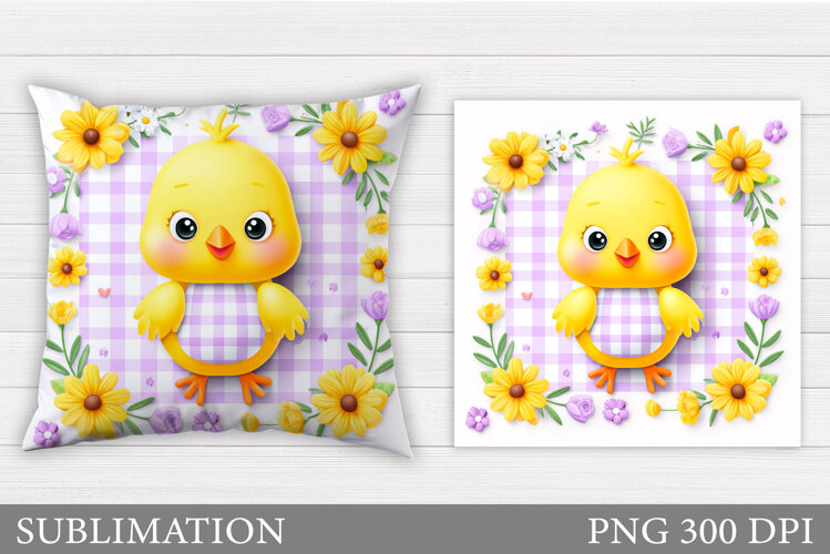 Spring Chick Pillow Sublimation. Spring Pillow Design example image 1