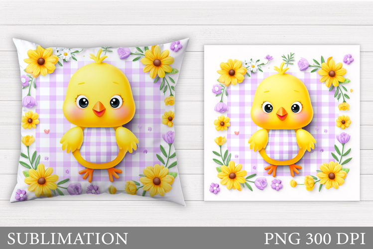 Spring Chick Pillow Sublimation. Spring Pillow Design