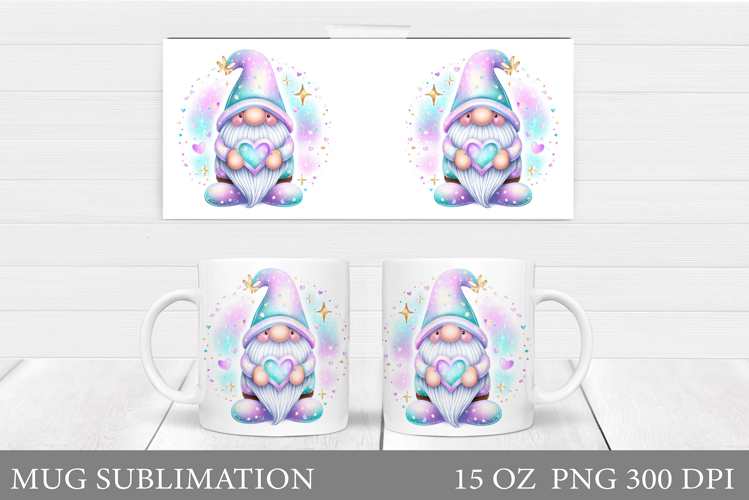 Iridescent Gnome Mug. Valentines Gnome Mug Design