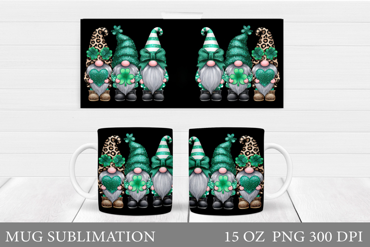 St Patrick Gnome Mug Design. St Patrick Mug Sublimation