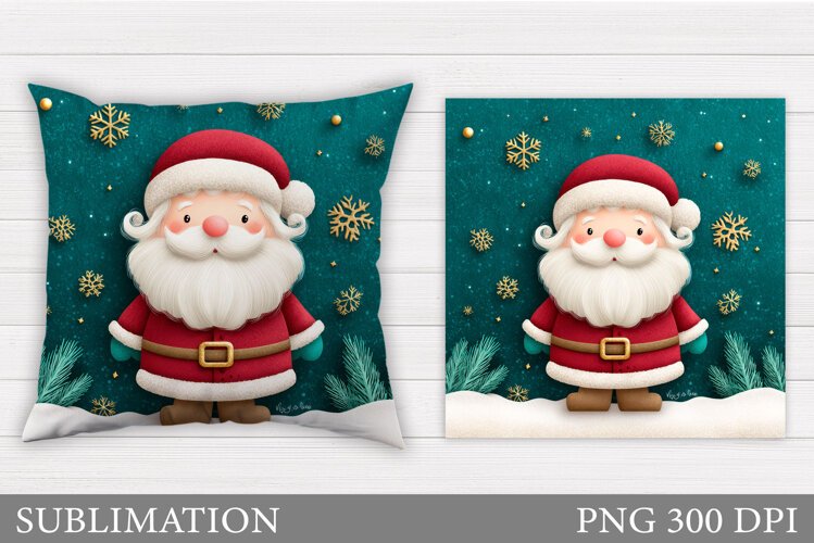Santa Claus Pillow Design. Christmas Pillow Sublimation example image 1