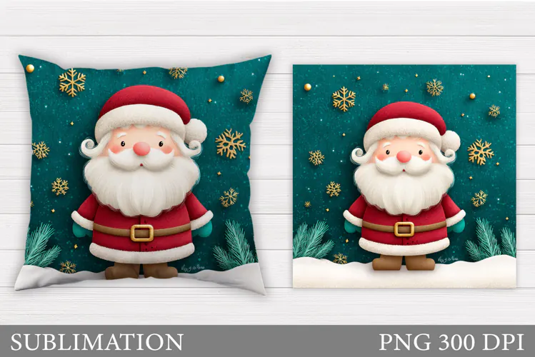 Santa Claus Pillow Design. Christmas Pillow Sublimation
