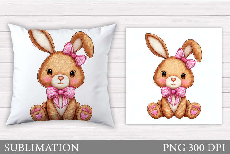 Crochet Bunny Pillow Design. Cute Bunny Sublimation