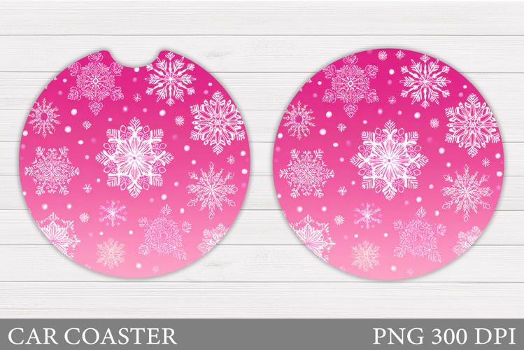 Snowflakes Car Coaster Design. Snowflakes Round Coaster