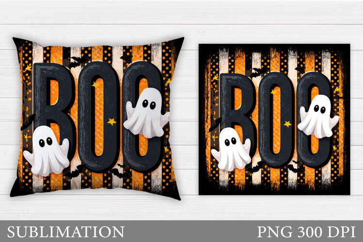 Boo Pillow Design. Halloween Pillow Sublimation example image 1