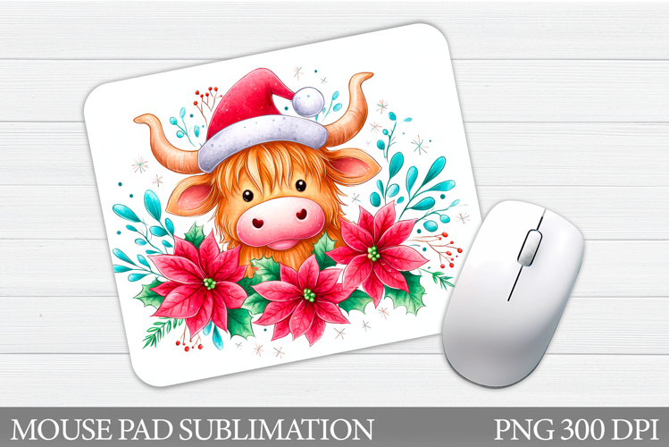 Christmas Cow Mouse Pad. Christmas Mouse Pad Sublimation