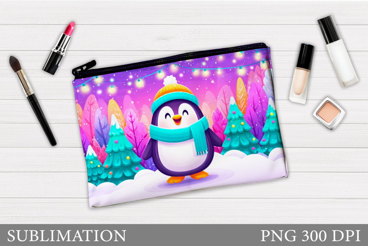 Penguin Cosmetics Bag. Christmas Makeup Bag Sublimation