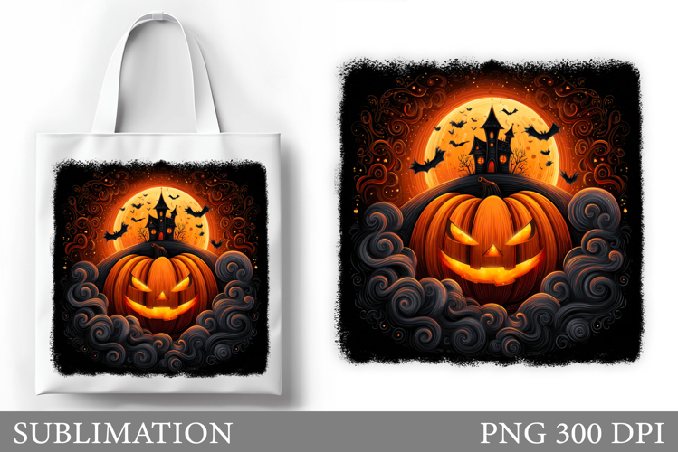 Halloween Tote Bag Design. Halloween Pumpkin Sublimation