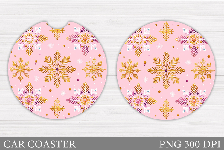 Snowflakes Car Coaster Design. Christmas Car Coaster