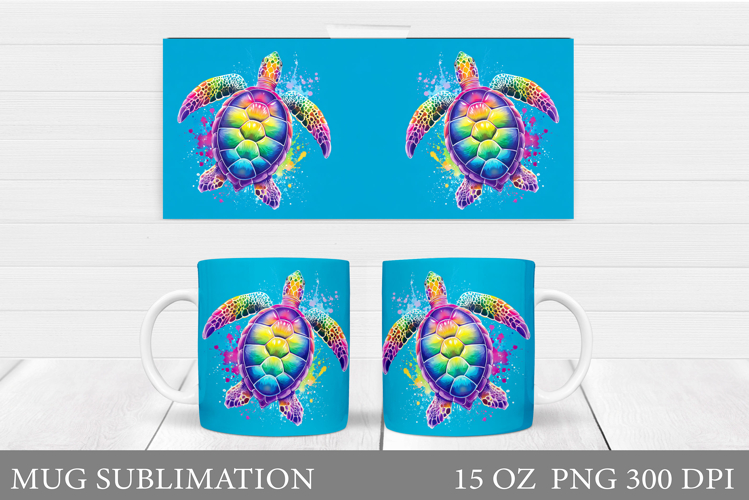 Sea Turtle Mug Sublimation. Sea Turtle Mug Wrap Design