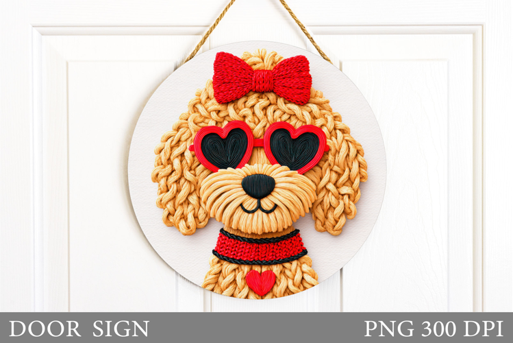 Crochet Dog Door Sign. Valentines Door Sign Sublimation
