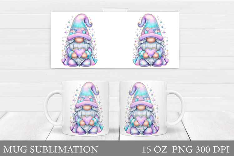 Iridescent Gnome Mug Sublimation. Valentines Mug Design