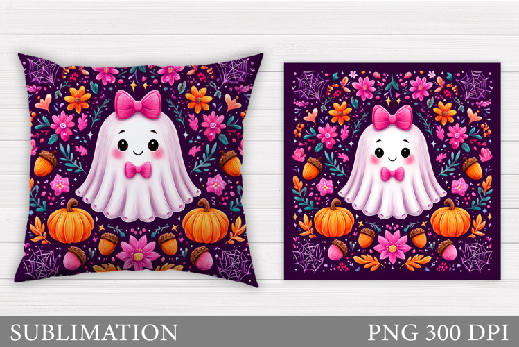 Ghost Pillow Design. Halloween Pillow Sublimation example image 1