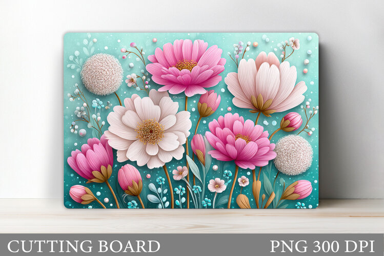 Floral Cutting Board Design. Flowers Cutting Board example image 1
