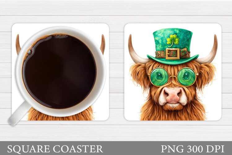 St Patrick Cow Coaster. St Patrick Coaster Sublimation example image 1
