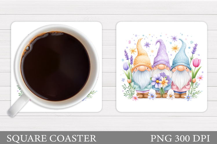 Spring Gnome Coaster Sublimation. Spring Coaster Design