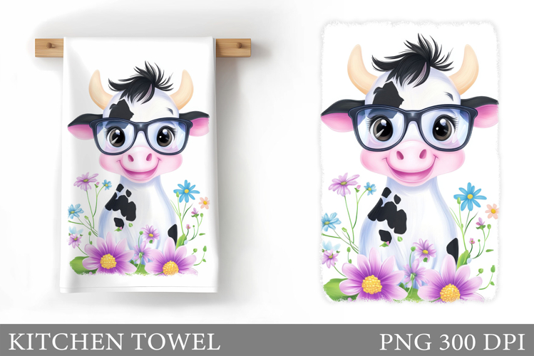 Cute Cow Kitchen Towel. Summer Kitchen Towel Design
