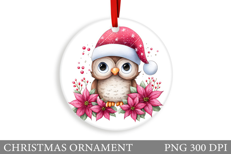 Cute Owl Christmas Ornament. Christmas Ornament Sublimation