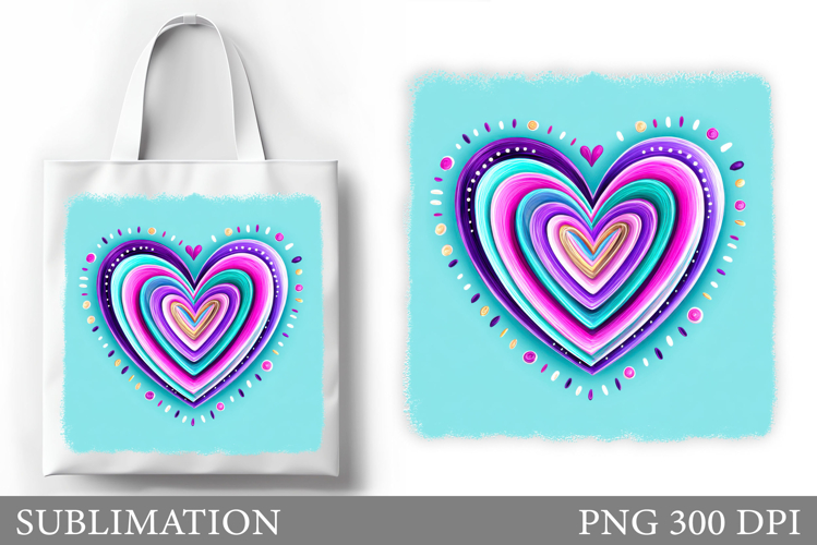 Heart Tote Bag Design. Valentines Sublimation