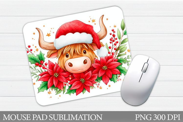 Christmas Cow Mouse Pad. Christmas Mouse Pad Sublimation