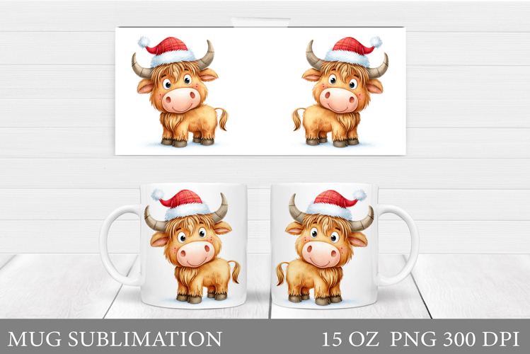 Christmas Cow Mug Design. Christmas Mug Sublimation