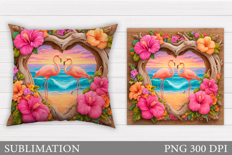 Flamingo Sublimation. Flamingo Pillow Sublimation example image 1