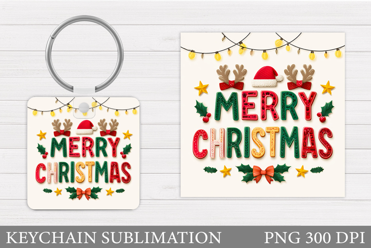 Merry Christmas Keychain. Christmas Keychain Design