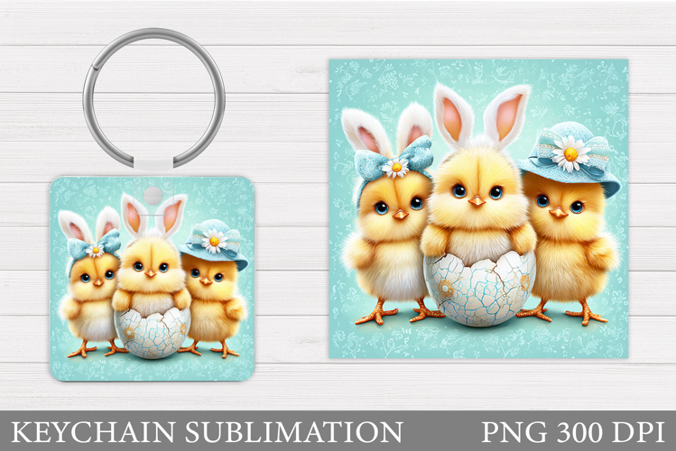 Easter Chick Keychain Sublimation. Easter Keychain Design