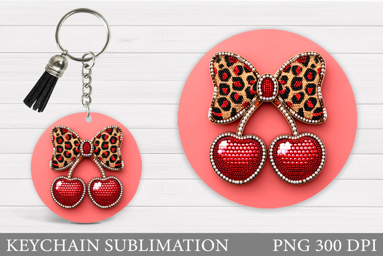 Cherry Keychain Design. Valentine Keychain Sublimation