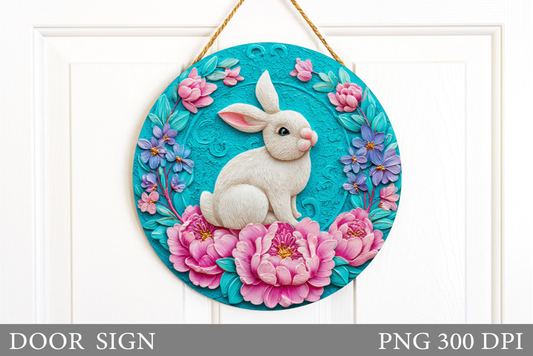 Cute Bunny Door Sign Design. Spring Door Sign Sublimation