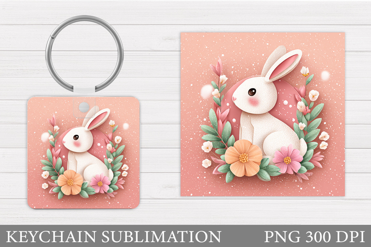 Cute Bunny Keychain. Spring Bunny Keychain Design