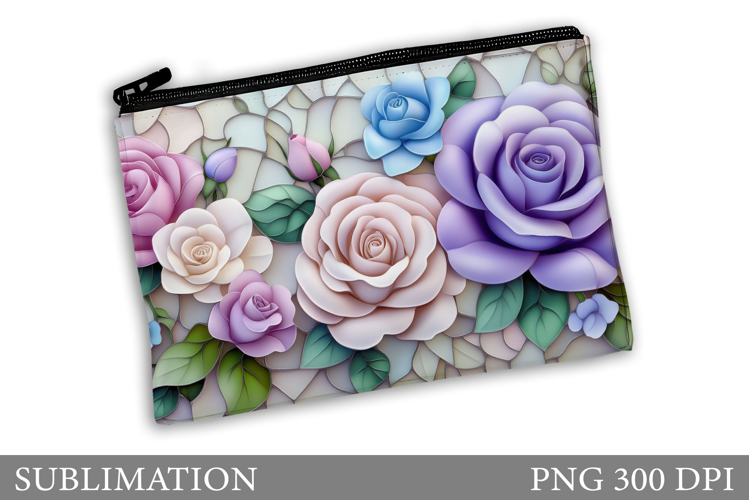 Roses Makeup Bag Sublimation. Floral Makeup Bag Design