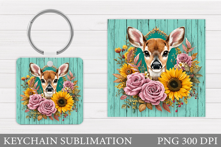 Cute Deer Keychain Design. Deer Keychain Sublimation