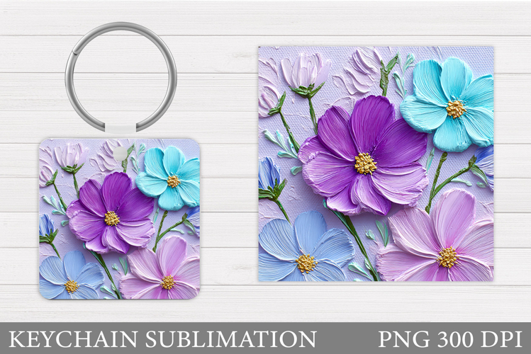 Floral Keychain Design. Flowers Keychain Sublimation
