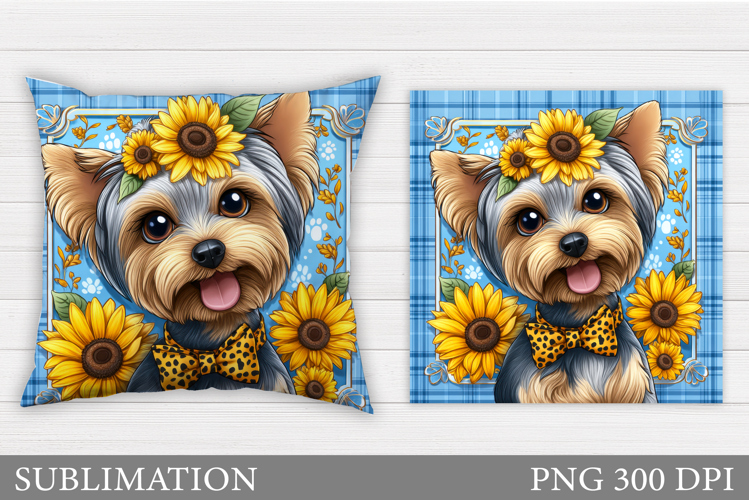Cute Dog Pillow Sublimation. Dog Flowers Pillow Design