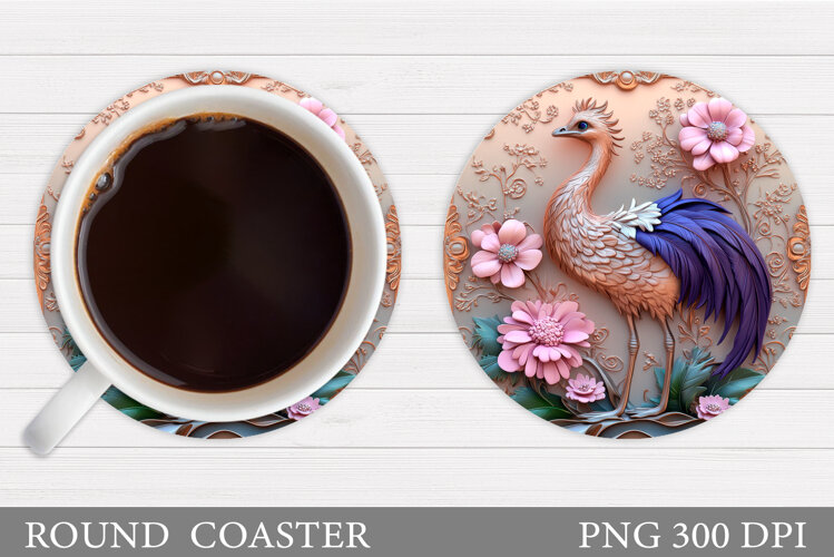 Ostrich Coaster Design. Ostrich Sublimation example image 1