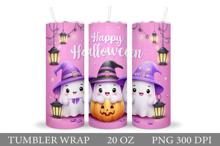 Cute Ghost Tumbler Sublimation. Halloween Tumbler Design