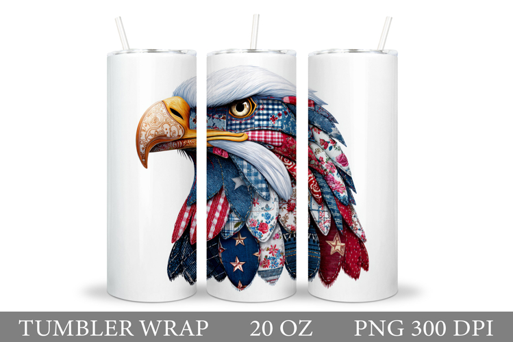 Patchwork Eagle Tumbler. Patriotic Tumbler Sublimation